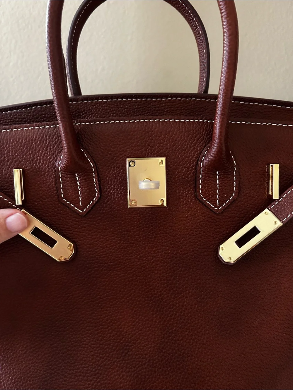 30cm Brown Saddle Leather Top-Handle Satchel
